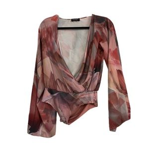 Zara Long Sleeve V-Neck Bodysuit | Small